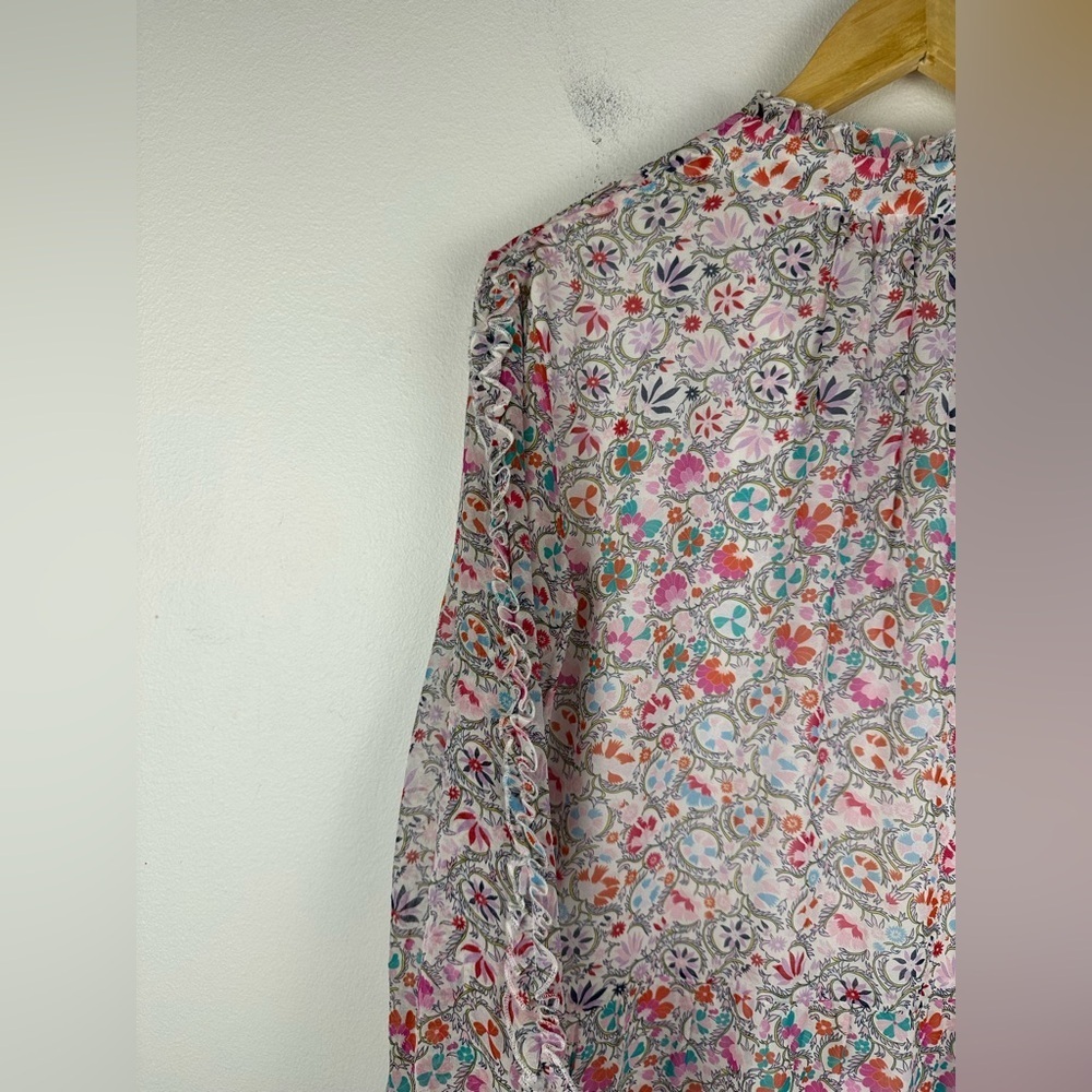 Shoshanna Avila Floral 100% Ruffle Silk Cocktail Mini Dress Size 10‎ - Picture 9 of 10